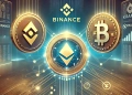 support of two cryptocurrency exchanges Binance and Kraken for a new token. The image featur