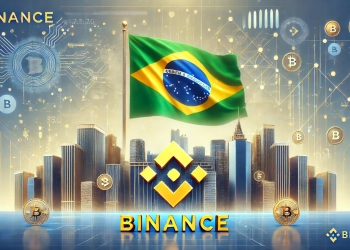 Binance is expansion in Brazil. The composition features the Binance logo prominently displayed alongside t