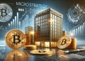 Bitcoin investment The image features a corporate building labeled MicroStr