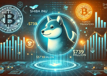 Shiba Inu SHIB whale activity. The design features the Shiba Inu logo prominently with digital g