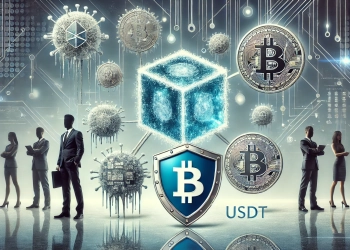 combating financial crime in the cryptocurrency world. The image features frozen crypto asset