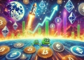 cryptocurrency surge due to a significant market influencer is action. The image features symbolic represen