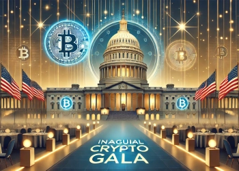 representing the Inaugural Crypto Gala with a focus on U.S. themes. The design features the U.S. Capitol bu